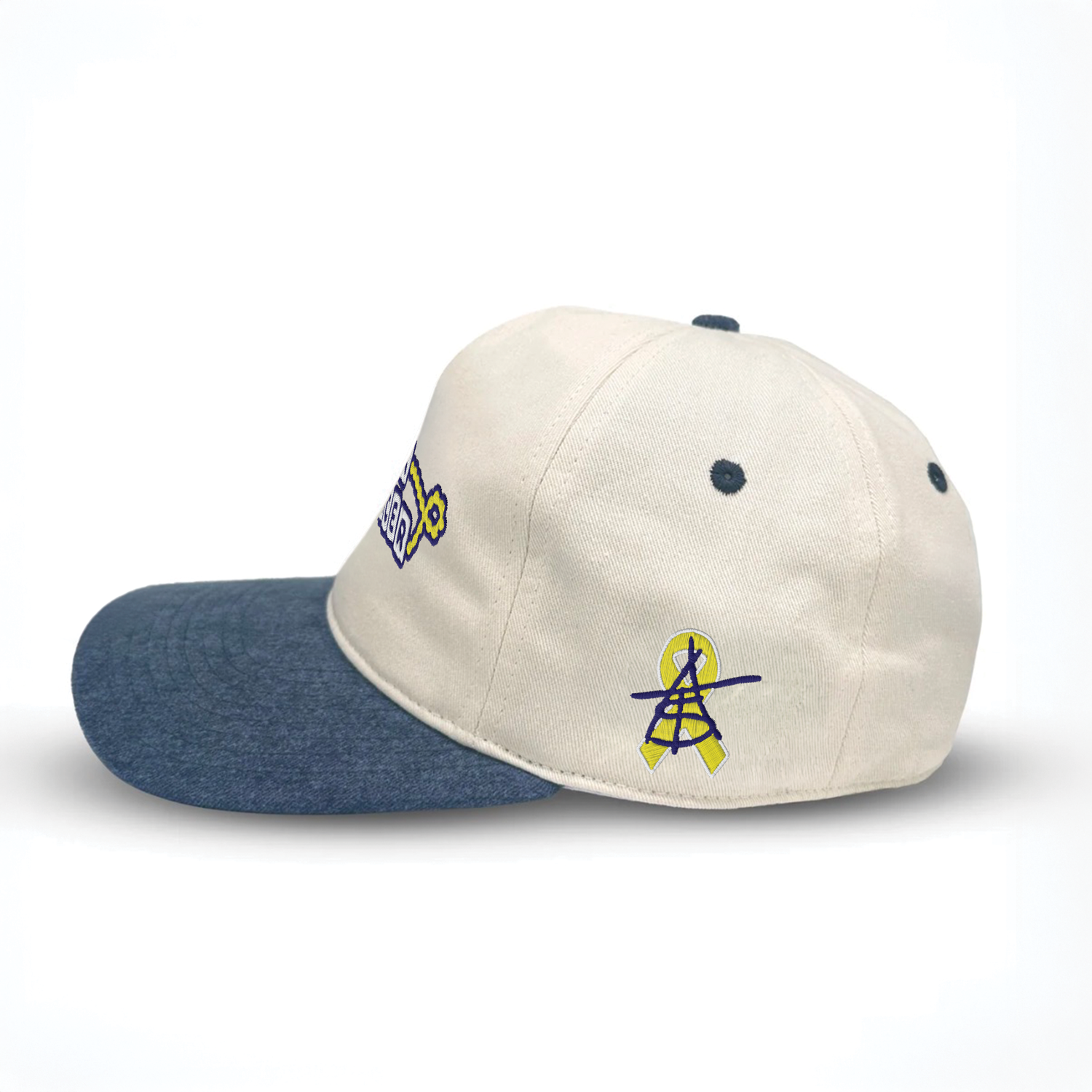 The hat, side view with ribbon